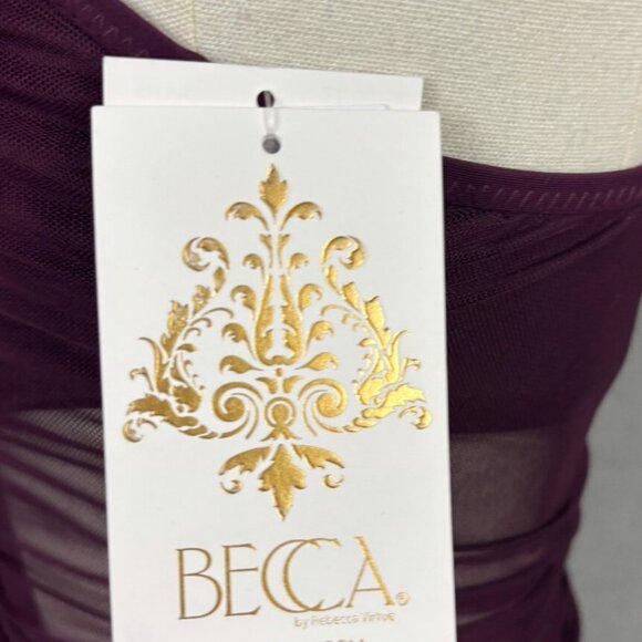 BECCA Women's Standard Muse One Piece Swimsuit High Neck Mesh Burgundy Small NWT - Picture 5 of 8